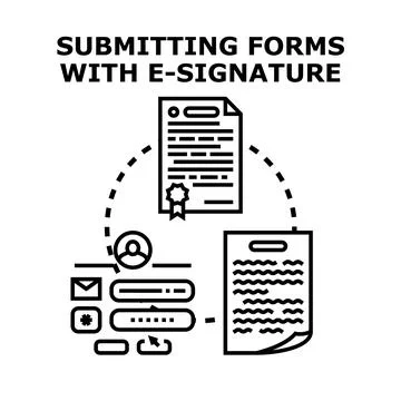 Submitting digital forms with electronic signature process Stock Illustration