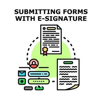 Submitting digital forms with electronic signature process Stock Illustration