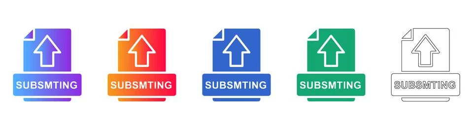 Submitting Document Upload Icons Stock Illustration