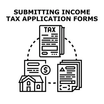 Submitting income tax application forms concept Stock Illustration