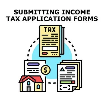 Submitting income tax application forms concept Stock Illustration