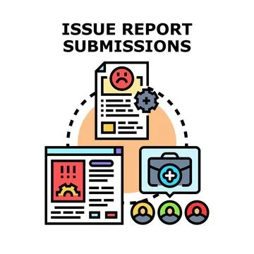 Submitting issue reports for problem solving and feedback Stock Illustration