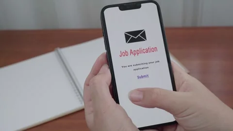 Submitting Job Application Form on Mobile AI Interface Stock Footage 341396943