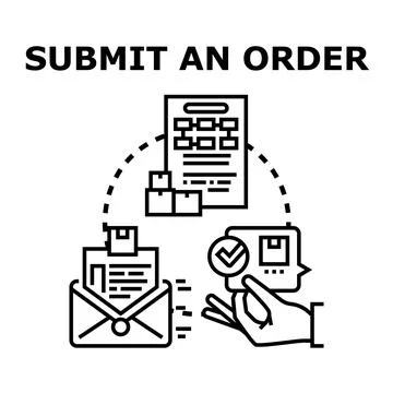 Submitting a new order request online process Stock Illustration
