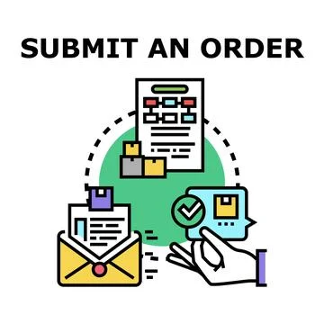 Submitting a new order request online process Stock Illustration