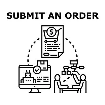 Submitting order process for online purchasing and delivery Stock Illustration