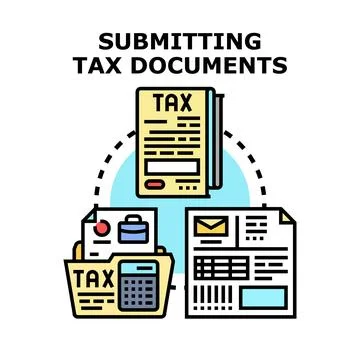 Submitting tax documents process and accounting concept Stock Illustration