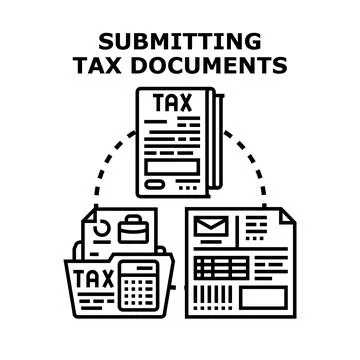 Submitting tax documents process and accounting concept Stock Illustration