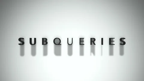 Subqueries 3D title matte black writing set on a white base layer Stock Footage 301837531