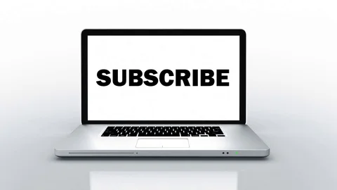 Subscribe 3D Animation  Open On  Modern Laptop White Background Video stock 115197170