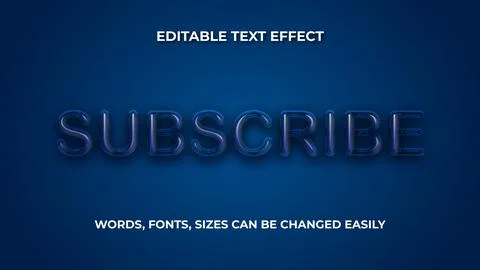 Subscribe 3d editable text effect Stock Illustration
