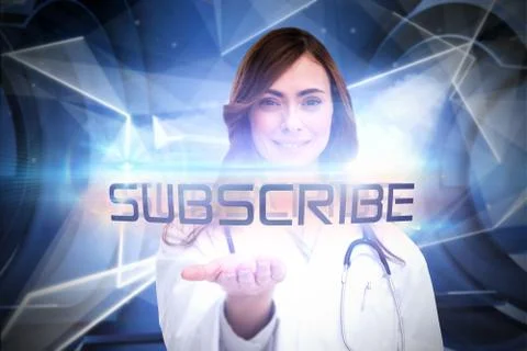Subscribe against white abstract angular design 스톡 일러스트