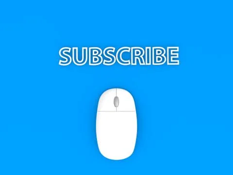 Subscribe and computer mouse on a blue background. Stock Illustration