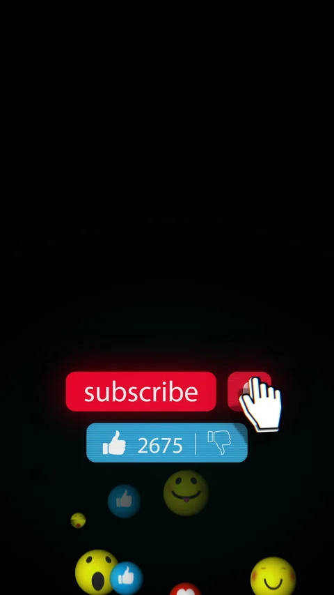 Subscribe, like and notification bell buttons for social media content as hud Video stock 280102428