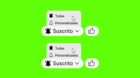 Subscribe and Notification Pack Spanish – 4K Green Screen Stock Footage 325654052