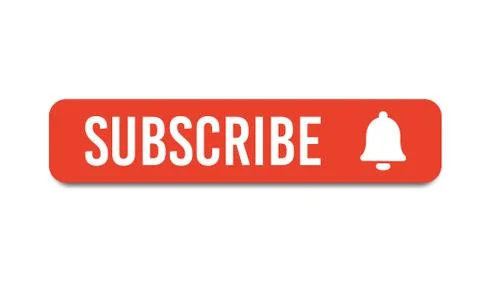 Subscribe, bell button. Red button subscribe to channel, blog. Social media Stock Illustration