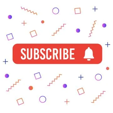 Subscribe, bell button. Red button subscribe to channel, blog. Social media Stock Illustration