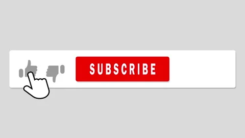 Subscribe, bell buttons and hand cursor. Subscribe to video channel, blog Stock Footage 140861539