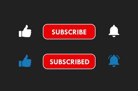Like Subscribe Bell Buttons Banner Content Creator Channel Icons Growth Element Stock Illustration