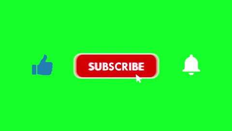 Like Subscribe Bell Notification Green Screen Click Animation Content Creator Video stock 201291002