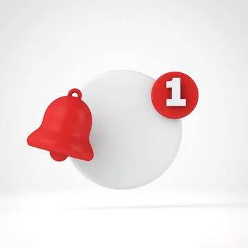 Subscribe bell. Subscribe to a video channel or social media account. 3D Stock Illustration