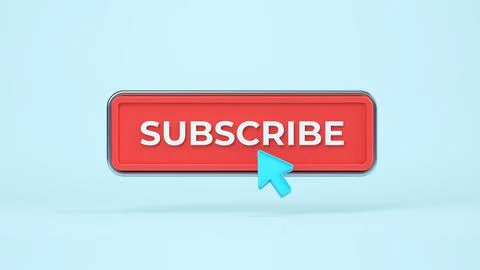 Subscribe Button and Cursor Isolated on Soft Blue Background. Illustrazione stock
