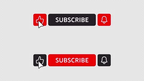 Subscribe Button Animation with Like and Bell Icons 4K Alpha Stock Footage 331124305