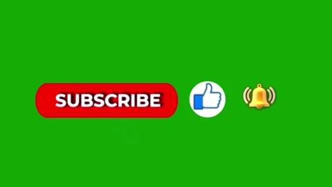 Subscribe Button Animation Green Screen with Like and Bell Icons  Social Me.. Stock Footage 332109269