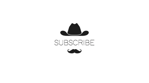 Subscribe Button Animation with Moustache and Cowboy Hat Stock Footage 106235108