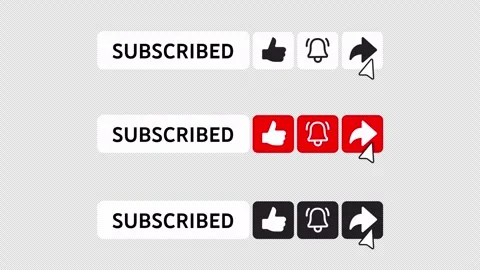 Subscribe Button Animation Pack with Icons Side Layout 4K Alpha Stock Footage 331065671