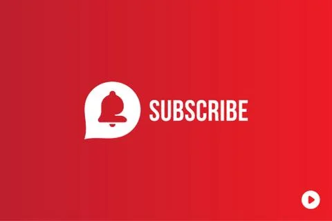 Subscribe button with bell icon. Red button for channel and video blog in soc Stock Illustration