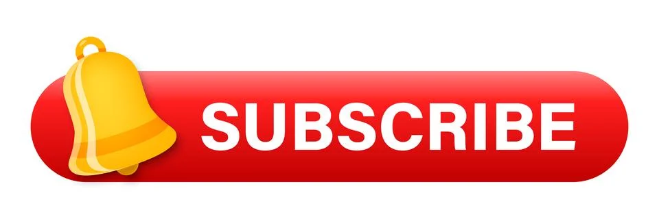 Subscribe button with bell notification icon in flat style. Subscription ui.. Illustrazione stock