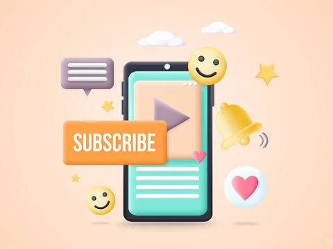 Subscribe button with bell for social media vector Illustrazione stock