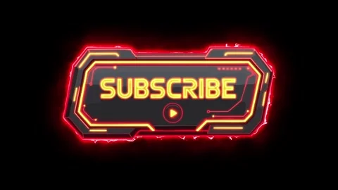 SUBSCRIBE Button Click Animation with Electric Glow Effect Stock Footage 321445948