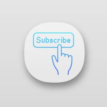 Subscribe button click app icons set Stock Illustration