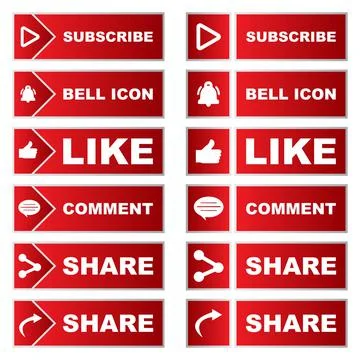 Subscribe button collection with multiple shape. Red color button collection  Stock Illustration