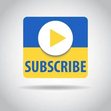 SUBSCRIBE - button color with shadow. Icon in the style of the flag of Ukrain Stockillustratie