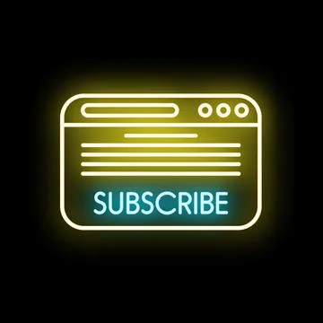 Subscribe button in glowing neon website interface 스톡 일러스트