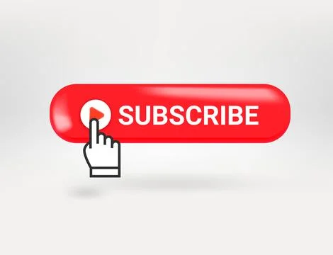 Subscribe button with hand pointer. 3d vector illustration 스톡 일러스트