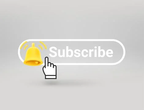 Subscribe button with the notification bell. 3d vector objects isolated on .. 스톡 일러스트