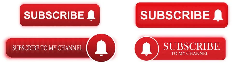 Subscribe Button with Notification Bell Icon Stock Illustration