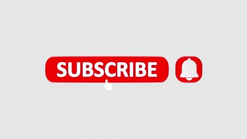 Subscribe button with notification bell on transparent background. Alpha channel Stock Footage 250123199