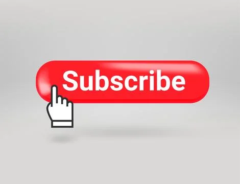 Subscribe button with pointer. 3d vector objects isolated on transparent ba.. Stock Illustration