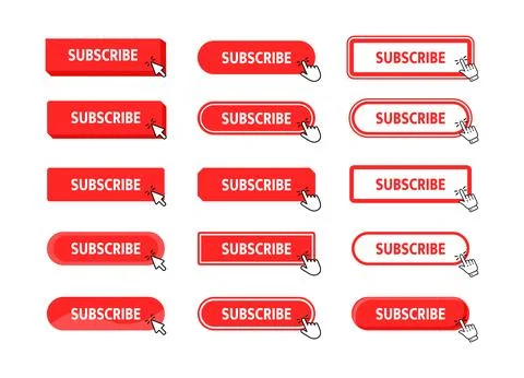 Subscribe Button with pointer clicking. Web button. Finger Pressing. Click to Illustrazione stock
