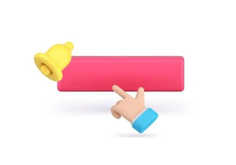 Subscribe button push business man hand ring bell internet alert web service  Stock Illustration