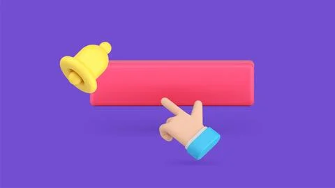 Subscribe button push business man hand ring bell internet alert web servic.. Stock Illustration