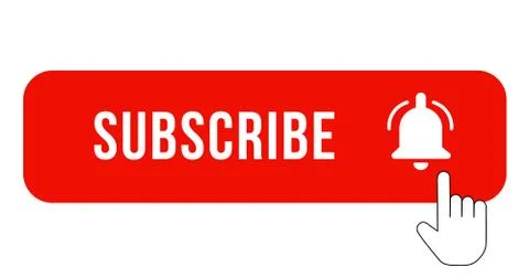 SUBSCRIBE - button red color with handon transparent background. Vector illus Stock Illustration