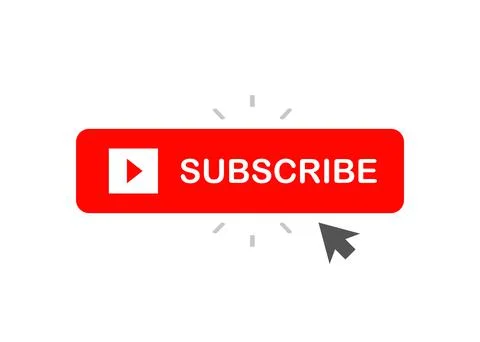 Subscribe button red colored with arrow cursor. Vector Stock Illustration