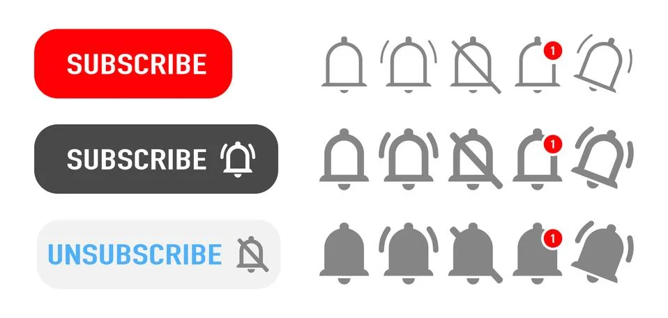 Subscribe button. Subscribe button with bells of notification isolated symbol Stock Illustration