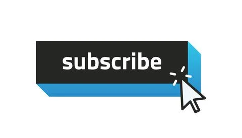 Subscribe button. Subscription to network content. Cursor clicking on frame with Stock Illustration